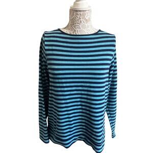 LL bean Cabincore green and blue long sleeve cozy top- womens size medium EUC